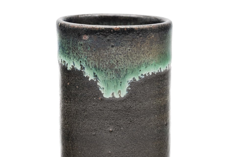 Japanese Teacup - Black Turquoise Glazed Agano-yaki Yunomi - 80ml