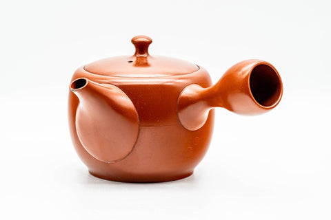 Japanese Kyusu - Large Red Shudei Tokoname-yaki Mesh Teapot - 400ml