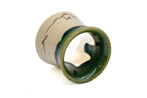 Japanese Futaoki - Green Drip-Glazed Oribe-yaki Lid Rest