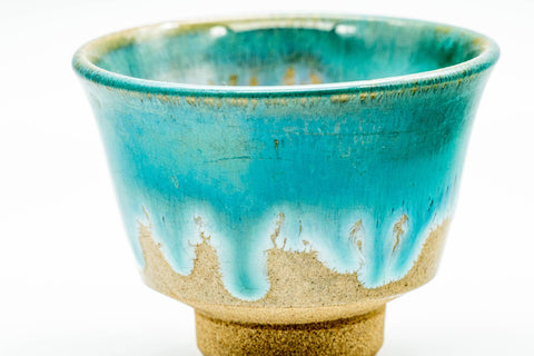 Japanese Teacup - Turquoise Drip-Glazed Agano-yaki Yunomi - 70ml
