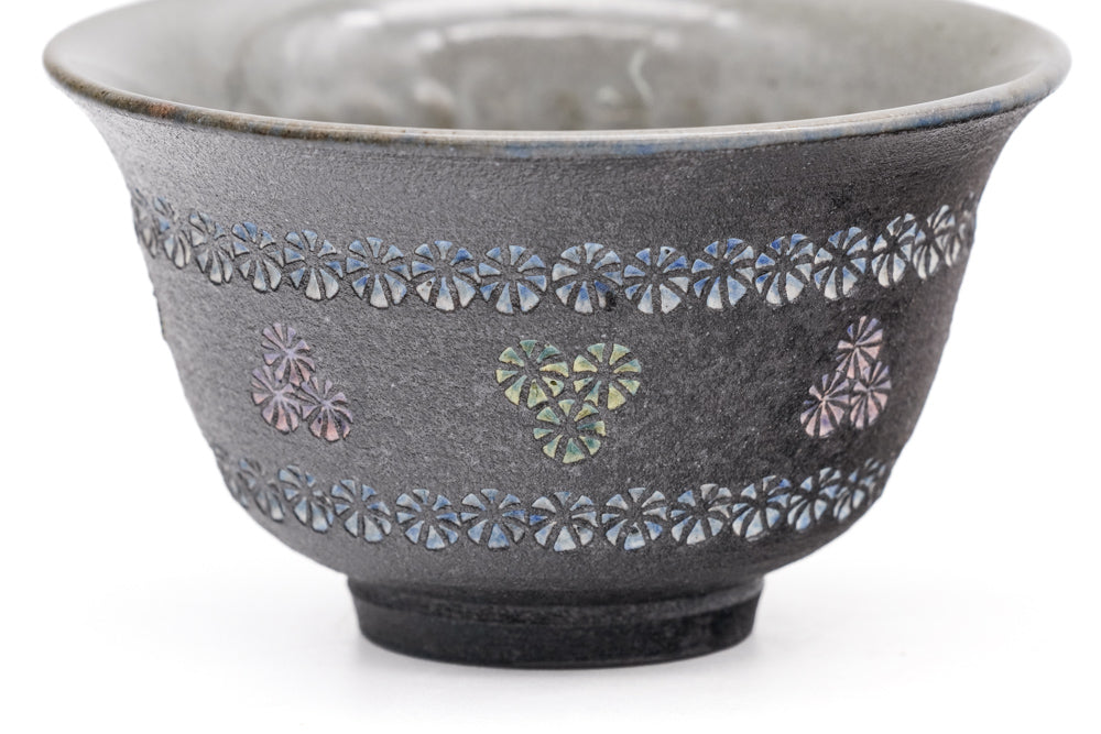 Ao-Mishima with Pink and Yellow Flowers Kiyomizu Yunomi - Thumbnail 3