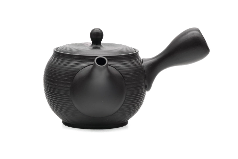 Japanese Kyusu - 春秋窯 Shunju Kiln - Black Floral Tokoname-yaki Ceramic Teapot - 320ml