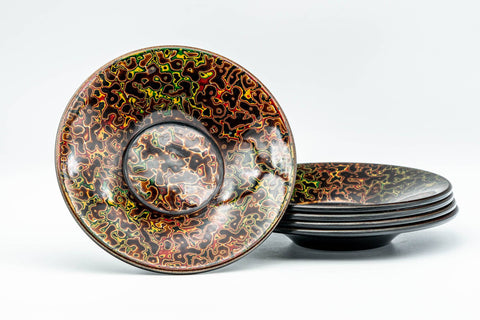 Japanese Chataku - Set of 5 唐塗 Kara-nuri Urushi Lacquer Tea Coasters - Tezumi