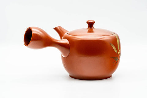 Japanese Kyusu - Large Red Shudei Tokoname-yaki Mesh Teapot - 400ml