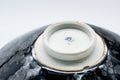 Tezumi — Japanese Matcha Bowl - Tenmoku Glazed Hira-gata Summer Chawan - 100ml — inverted showing the foot ring