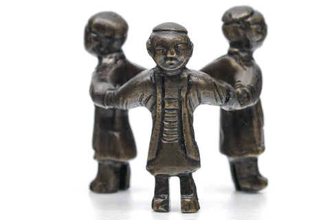 Japanese Futaoki - Bronze Mitsuningyō Lid Rest