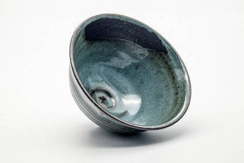 Overhead interior view showing the spiral glaze pattern inside the bowl.