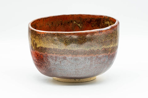 Japanese Matcha Bowl - Beige Red Wabi-Sabi Chawan - 350ml - side view of the bowl