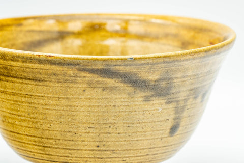 Japanese Matcha Bowl - Yellow Brown Drip-Glazed Hatazori-gata Chawan - 400ml - Tezumi