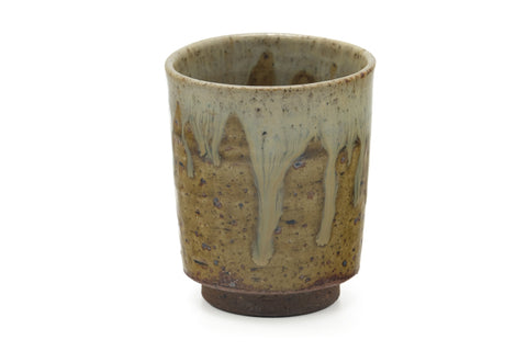 Japanese Teacup - Earthy Yellow Drip-Glazed Yunomi - 150ml