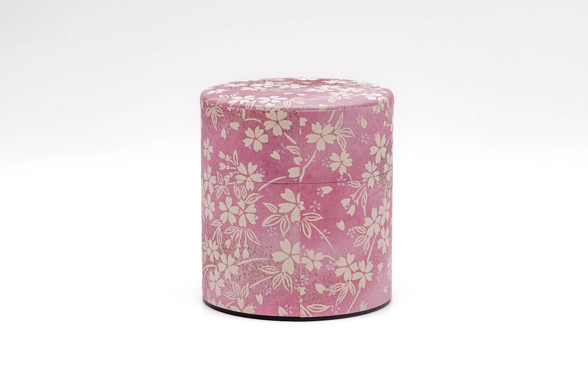 Japanese Chazutsu - 江東堂 Kotodo - Pink Beige Floral Sakura Washi Wrapped Metal Tea Canister - 150g