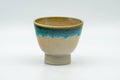 Tezumi — Japanese Teacup - Small Turquoise Drip-Glazed Agano-yaki Guinomi - 40ml — front view