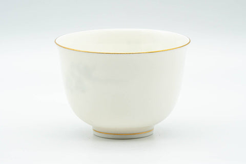 Japanese Teacups - Set of 5 Floral Lightweight Porcelain Yunomi - 125ml - side view of a single porcelain cup