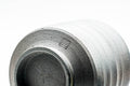 Close-up of an inverted cup's ribbed lower body and foot.
