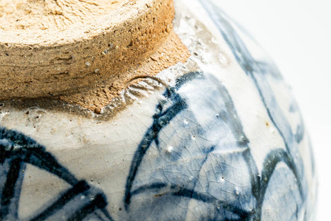 Japanese Matcha Bowl - Blue Sensei White Glazed Wabi Chawan - 400ml