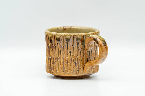 Japanese Teacup - Orange Green Drip-Glazed Ushirode Yunomi - 70ml