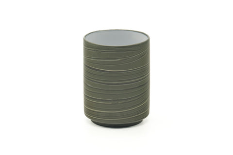 Tezumi — Japanese Teacup - Green Nerikomi White Inner Glazed Yunomi - 300ml — front view from another angle