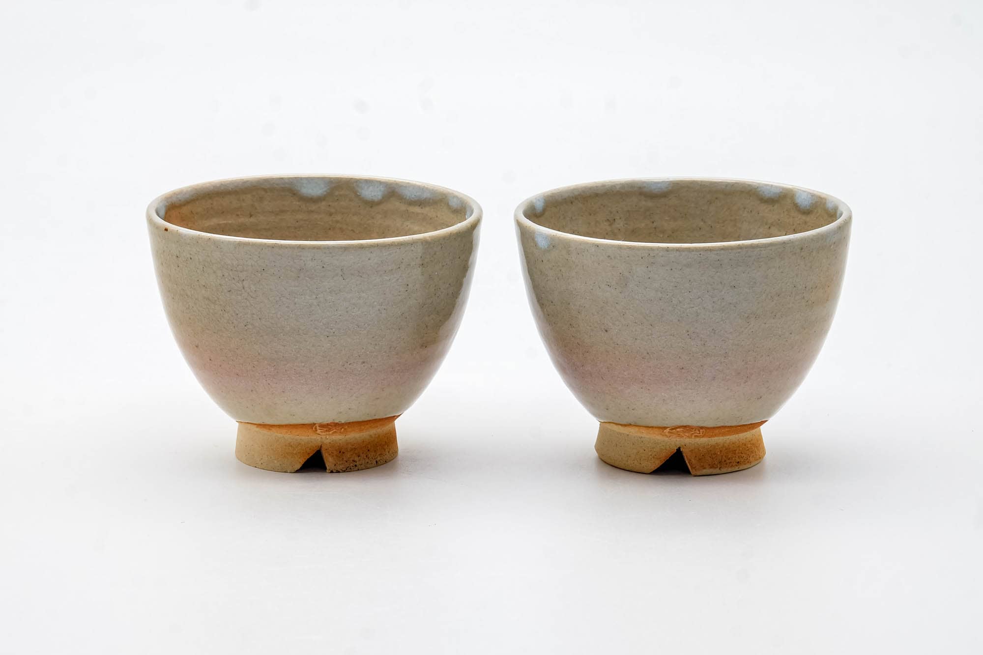 Japanese Teacups - Pair of Beige Glazed Hagi-yaki Yunomi - 120ml