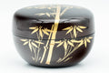 Japanese Natsume - Black Lacquer Golden Bamboo Matcha Tea Caddy - 50ml - Tezumi