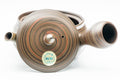 Japanese Kyusu - Hida Tosen Nerikomi Tokoname-yaki Teapot - 230ml - top-down view showing the mesh strainer and maker's stamp