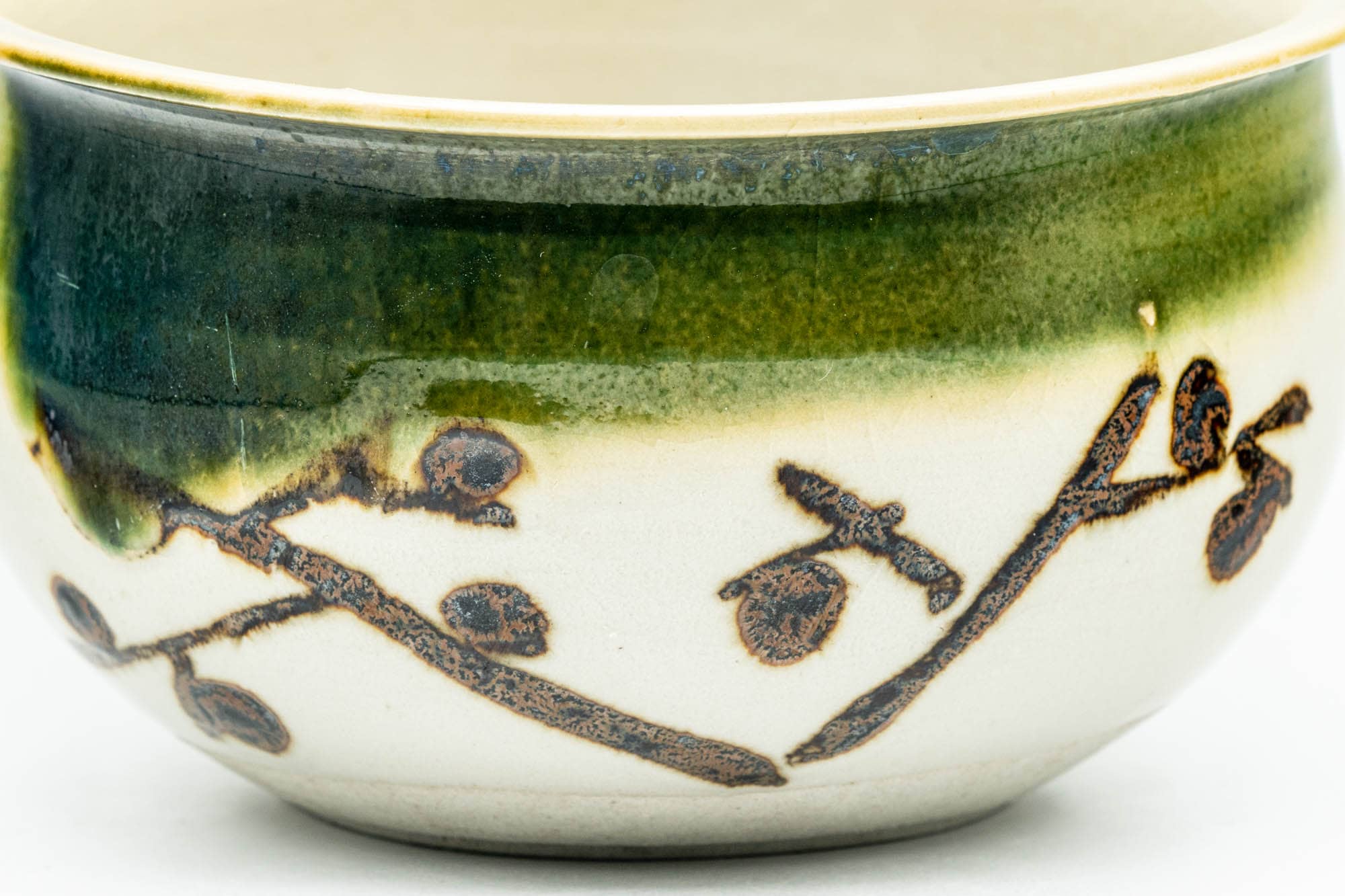 Japanese Kensui - Abstract Green Glazed Oribe-yaki Water Bowl - 250ml
