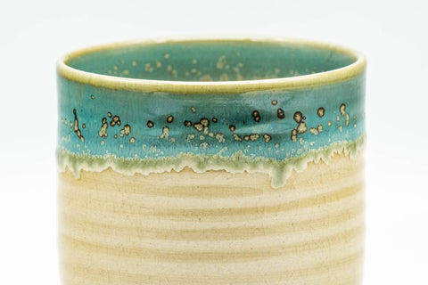 Japanese Teacup - Beige Speckled Teal Agano-yaki Yunomi - 150ml - Tezumi