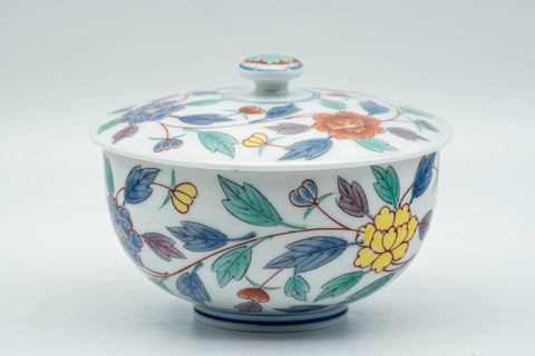 Japanese Teacup - Colourful Floral Arita-yaki Lidded Yunomi - 120ml - Tezumi