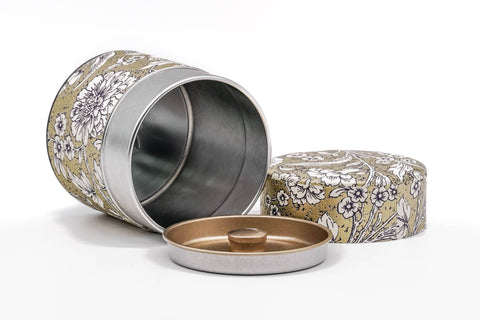 Gold White Floral Florentine Paper Tea Canister - 100g