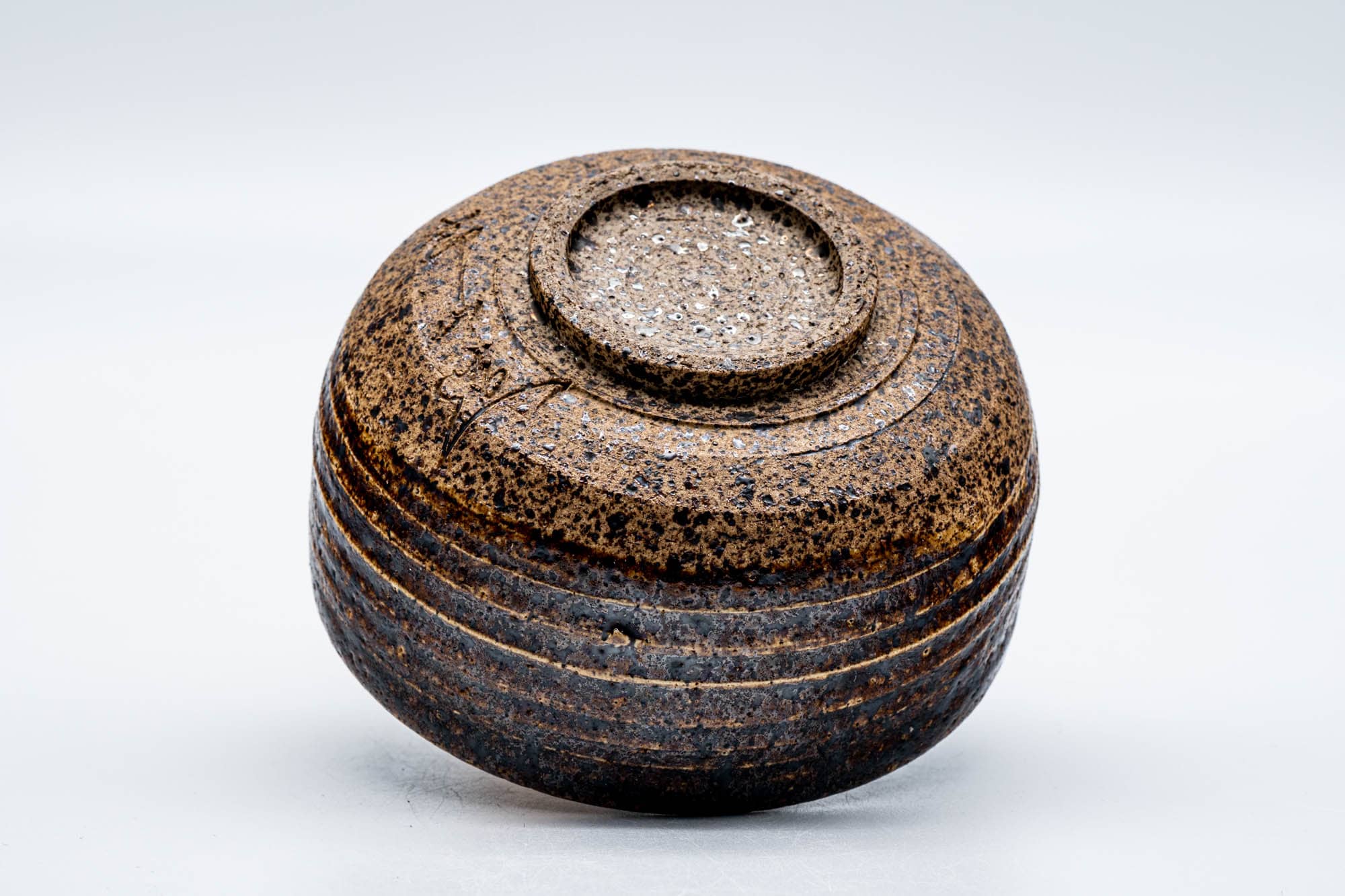 Japanese Matcha Bowl - Brown Speckled Spiraling Earthy Chawan - 300ml