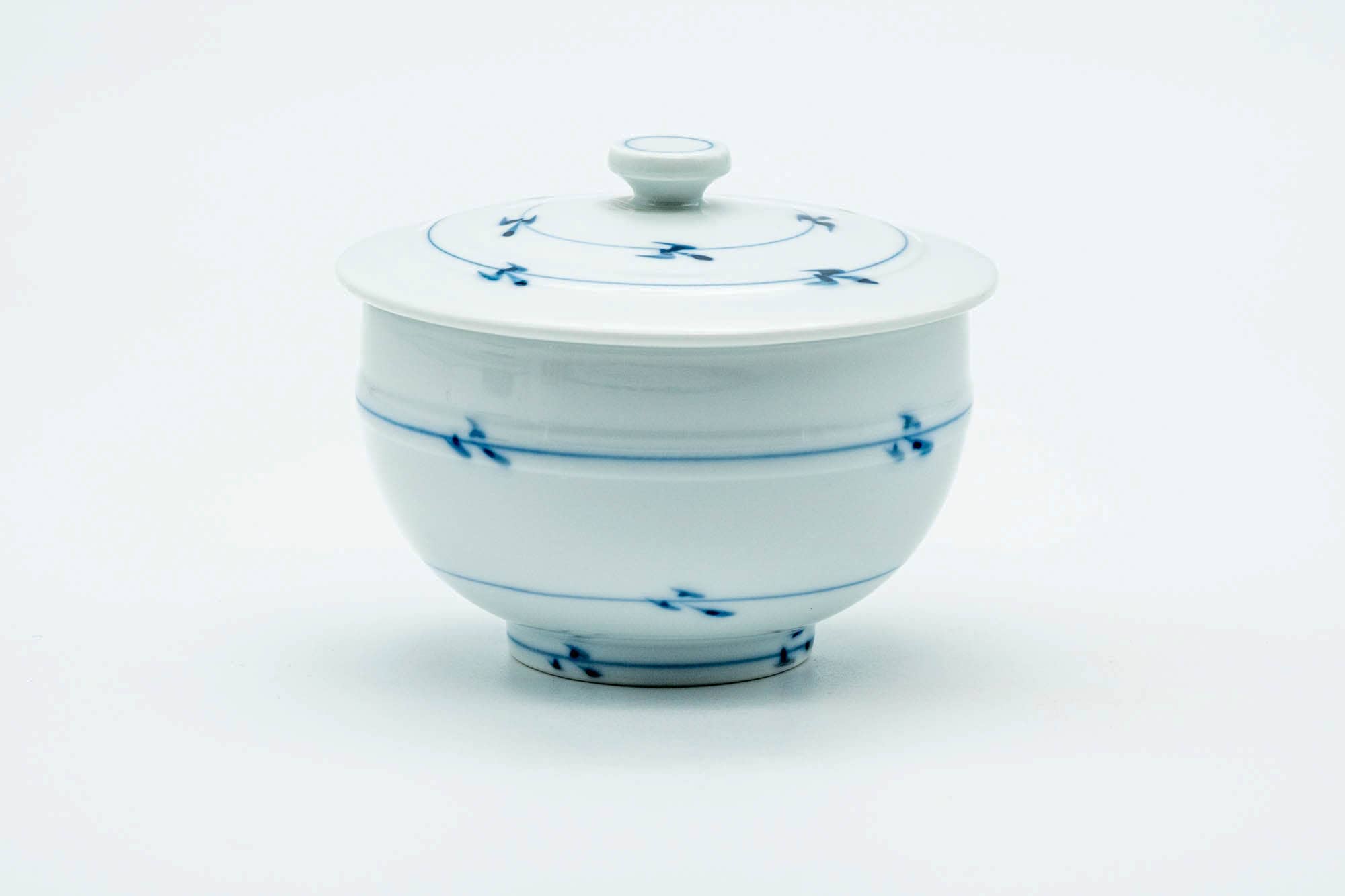 Japanese Teacup - Blue Striped Arita-yaki Lidded Yunomi - 130ml