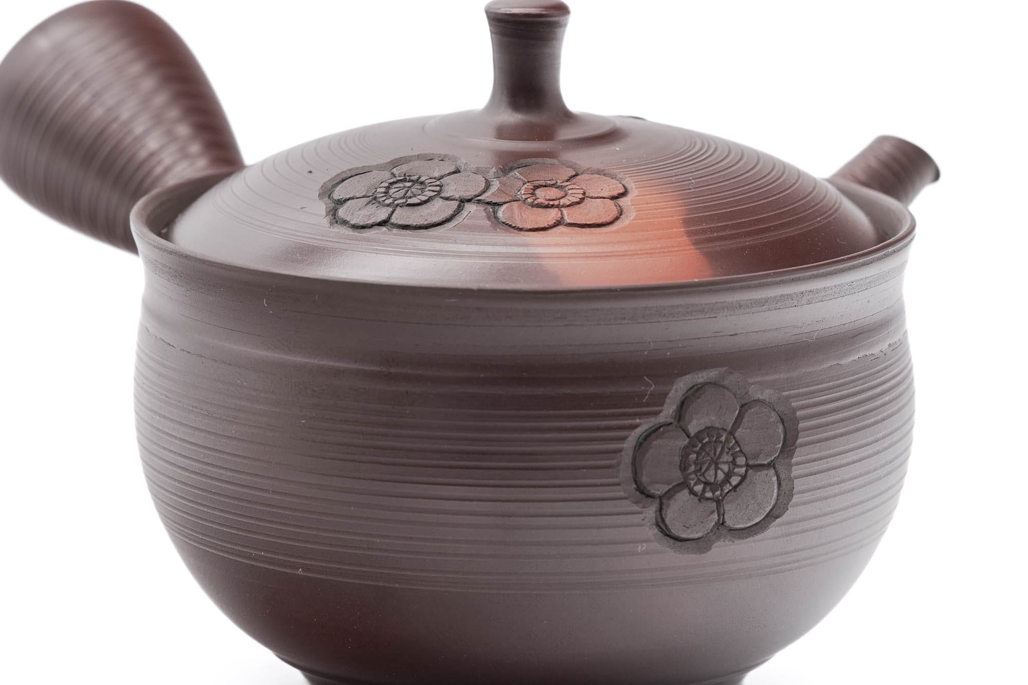 Japanese Kyusu - 玉龍 Gyokuryu Umehara - Brown Yōhen Plum Blossoms Tokoname-yaki Teapot - 200ml