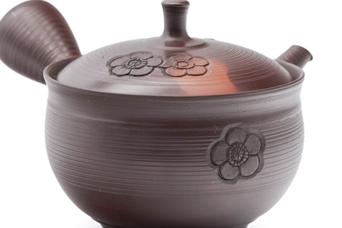Brown Yōhen Plum Blossoms Tokoname Teapot - 200ml