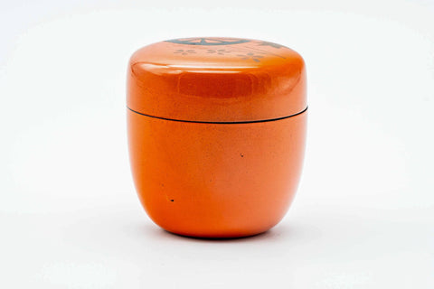 Japanese Natsume - Waterwheel Sakura Orange Lacquered Matcha Tea Caddy - 110ml