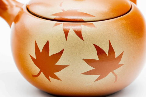 Japanese Kyusu - Momiji Leaves Tokoname-yaki Basket Mesh Teapot - 330ml