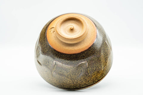 Japanese Matcha Bowl - Black and Yellow Speckled Wan-nari Chawan - 300ml