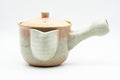 Japanese Kyusu - Beige White Hagi-yaki Do-ake Teapot - 330ml - three-quarter view with the lid on and spout to the right