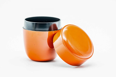 Japanese Natsume - Sleek Orange Black Urushi Lacquer Matcha Tea Caddy - 110ml