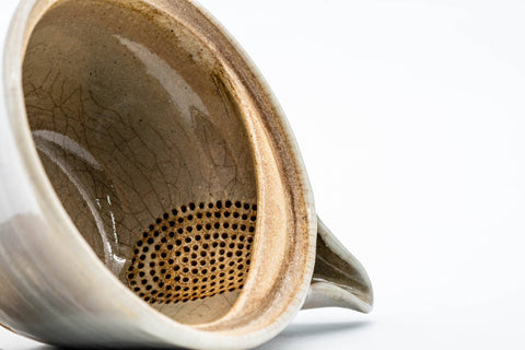 Japanese Houhin - 朝日焼 Asahi-yaki - Grey Hakeme Glazed Handleless Teapot - 100ml