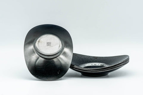 Japanese Chataku - Set of 5 秀夆堂造 Elliptical Shaped Tin Tea Saucers - Tezumi