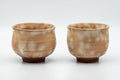 Tezumi — Japanese Teacups - Pair of Beige Brown Gohonte Hagi-yaki Yunomi - 180ml — front view
