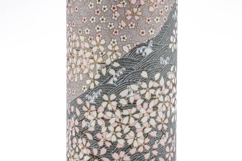 Pink White Floral Waves Washi Tea Canister - 200g