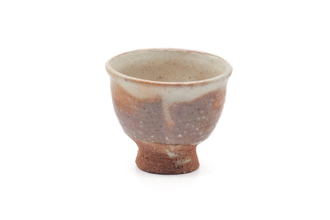 Tezumi — Japanese Teacup - Beige Pink Drip-Glazed Hagi-yaki Guinomi - 40ml — front view from another angle