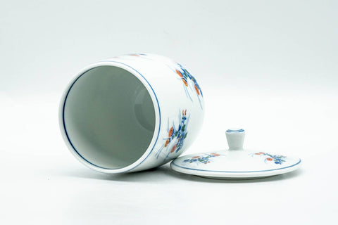 Japanese Teacup - Floral White Porcelain Arita-yaki Lidded Yunomi - 150ml