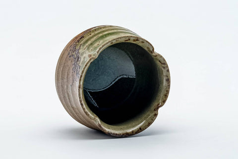 Tezumi — Japanese Teacup - Ash Glazed Floral-Shpaed Shigaraki-yaki Yunomi - 100ml — three-quarter view