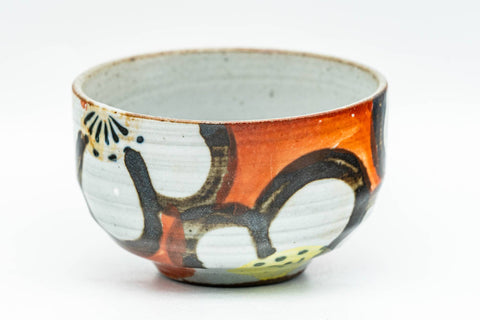 Japanese Teacup - Floral White Red Glazed Guinomi - 55ml