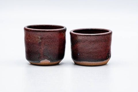Japanese Teacup - Red Mottled Glazed Meoto Yunomi
