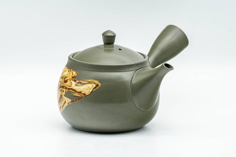 Japanese Kyusu - Gyokko Kiln 玉光 - Green Ryokudei Nerikomi Tokoname-yaki Debeso Teapot - 200ml - Tezumi