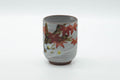 Tezumi — Japanese Teacup - Grey Hakeme Red Momiji Yunomi - 200ml — front view