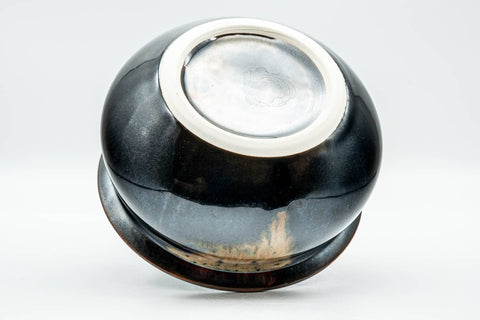 Tezumi — Japanese Kensui - Jet Black Hare's Fur Glazed Water Bowl - 450ml — tipped to show the interior