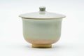 Slightly angled view of the lidded Hagi-yaki cup.